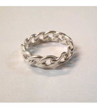 R002188 Handmade Sterling Silver Ring Chain Band Genuine Solid Stamped 925